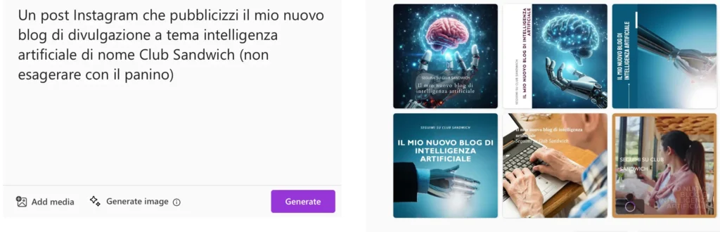 design creator genera un'immagine per un post Instagram