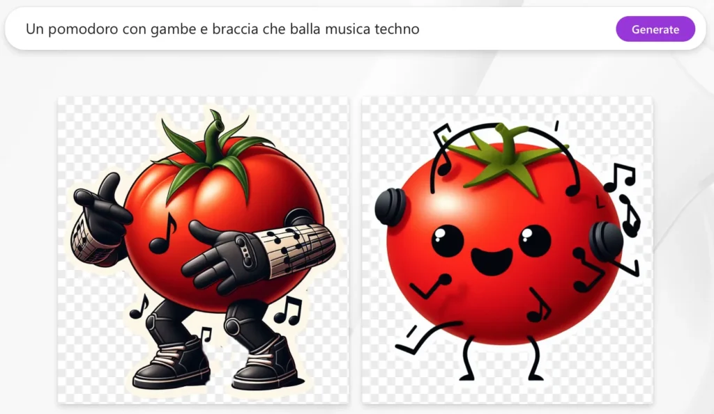 sticker generato da AI di due pomodori