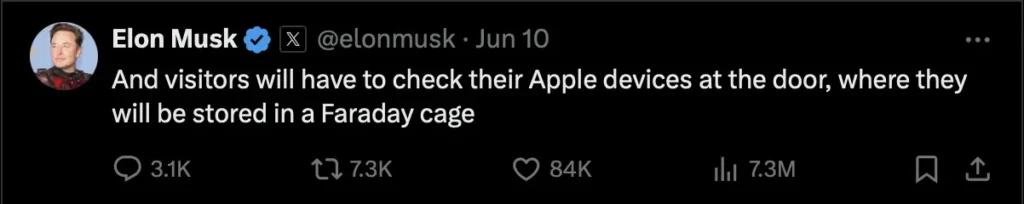 Elon Musk Tweet contro apple