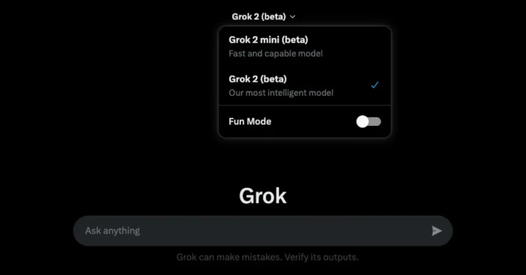 Interfaccia utente di Grok-2 su piattaforma X (ex Twitter)